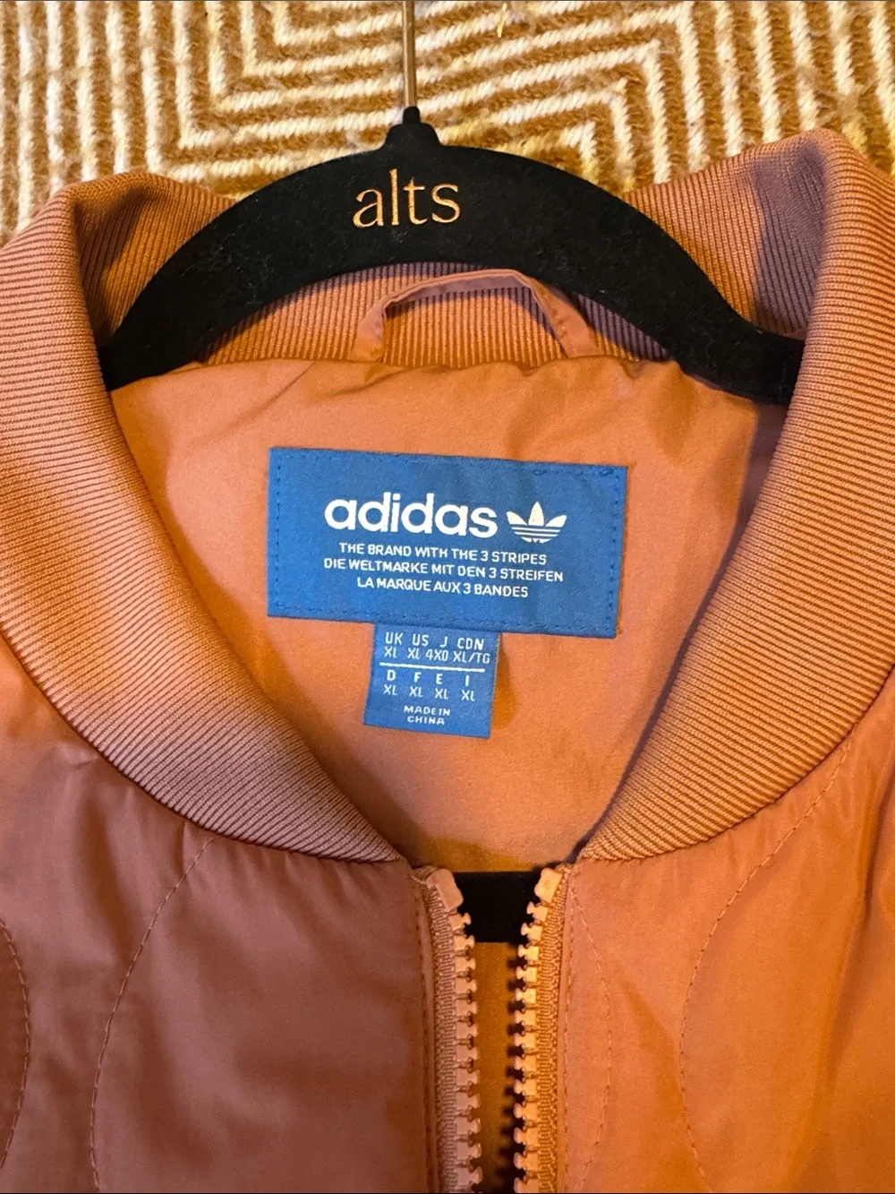 adidas Quilted Bomber Jacket in Baby Pink - Picture 6 of 7